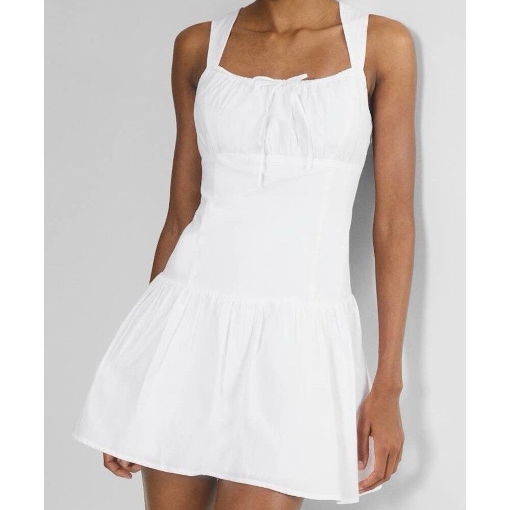 Aritzia Sunday Best Strudel Poplin Dress White Drop Waist Milk Maid Coquette M